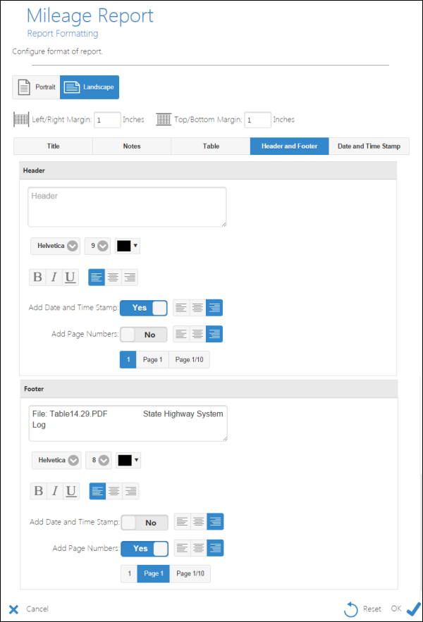 Adding header and footer